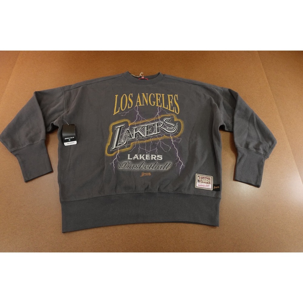 Los Angeles Lakers Mitchell & Ness Womens XL Gray Crew Neck Sweatshirt NWT